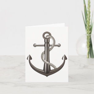 Nautical Gray Ship Anchor Sailor - Thank You Love Card