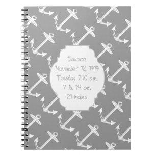 Nautical Grey Anchor Notebook