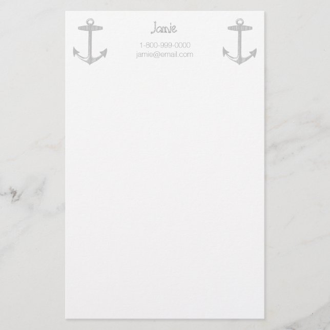 Nautical Grey Anchor Stationery (Front)