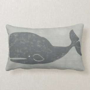 Nautical Grey Whale Lumbar Pillow