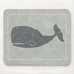 Nautical Grey Whale Mouse Pad