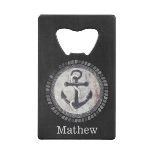 Nautical Grungy Anchor Blackboard Bottle Opener Credit Card Bottle Opener