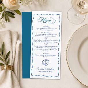 Nautical Hand Drawn Blue Frame Wedding Menu