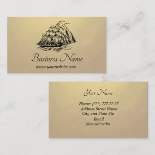 Nautical Hand drawn Sailboat Vintage Business Card