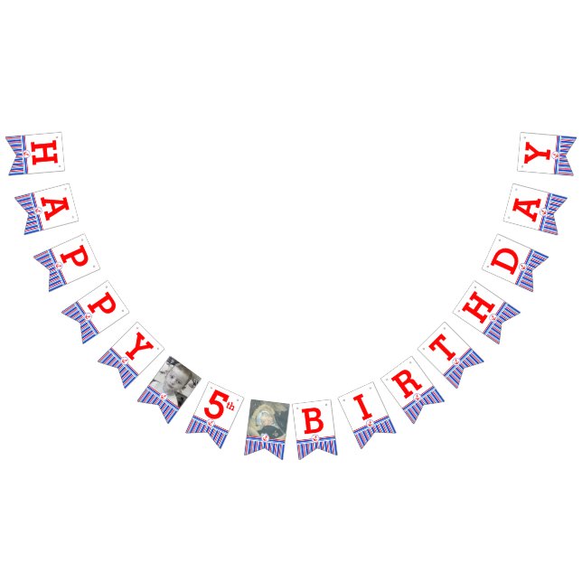 Nautical Happy Birthday 5th kids age bunting Flags (All)