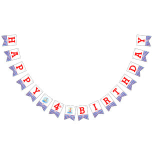 Nautical Happy Birthday kids age bunting Flags
