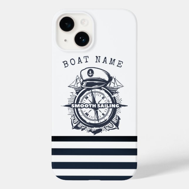 Nautical Hat, Anchor,Wheel Navy Blue Striped   Case-Mate iPhone Case (Back)