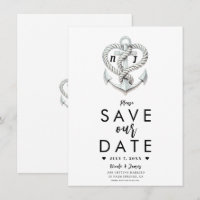 Nautical Heart Rope Anchor Coastal Save the Date
