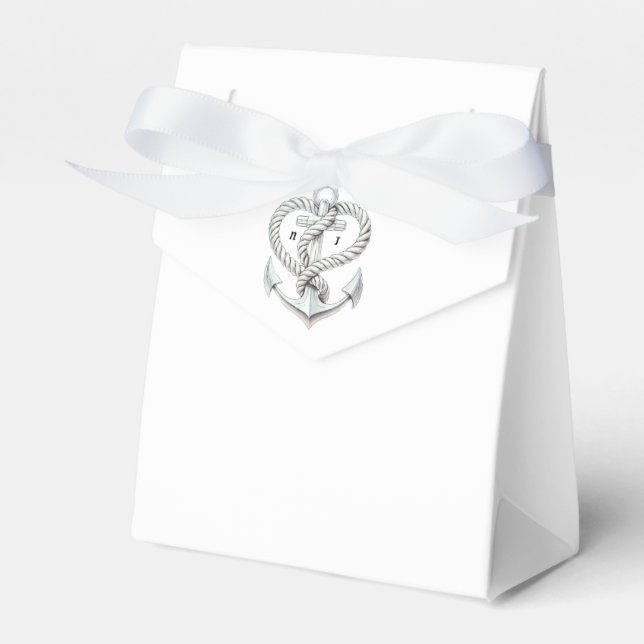 Nautical Heart Rope Anchor Coastal Wedding Favor Box (Front Side)