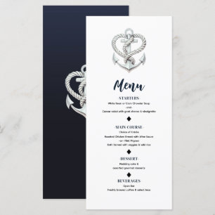 Nautical Heart Rope Anchor Coastal Wedding Menu