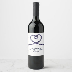 Nautical Heart Rope Love Wedding Custom Wine Label