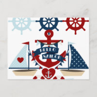 Nautical Hello Sailor Anchor Sail Boat Design
