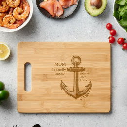 Nautical Heritage Anchor Mom Quote Family Names Cutting Board