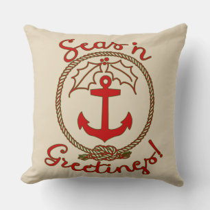 Nautical Holiday   Red & Green   You Customize Throw Pillow