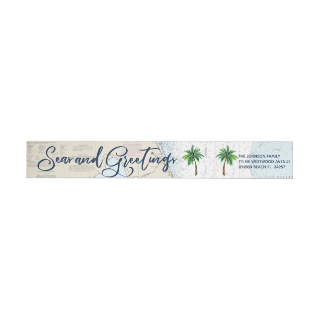 Nautical Holidays Seas and Greetings Address Wrap Around Label (Individual)