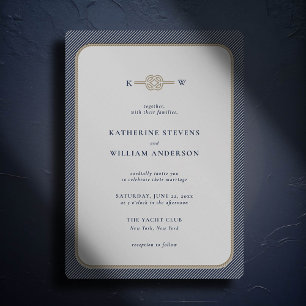Nautical Infinity Knot Monograms Elegant Wedding Invitation