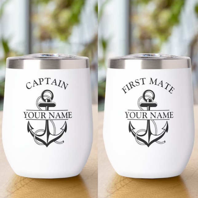 Nautical Insulated Captain First Mate Wine Tumbler (Creator Uploaded)