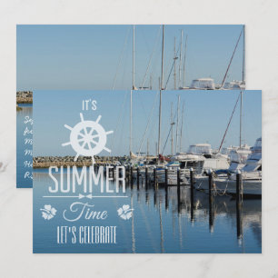 Nautical Its Summer Time Typography Summer Party Invitation