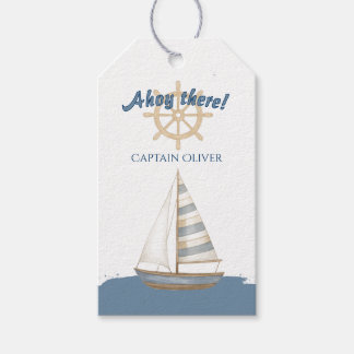 Nautical Kids Birthday | Navy Blue & White boat Gift Tags