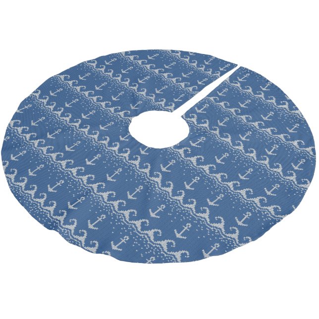 Nautical Knit Pattern Brushed Polyester Tree Skirt (Angled)