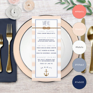 Nautical Knot Formal Event Coral & White Stripes ⚓ Menu