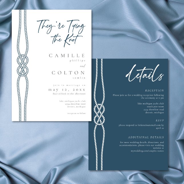 Nautical Knot Tying Knot Coastal Two Sided Wedding Invitation (Nautical Knot Tying Knot Coastal Two Sided Wedding Invitation)