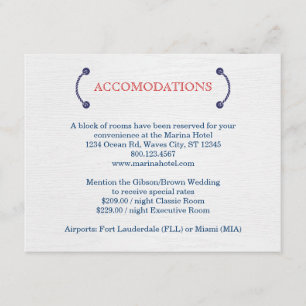 Nautical Knot Wedding Accommodations Card