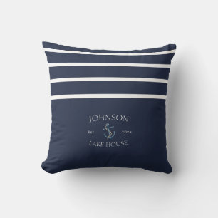 Nautical Lake House Anchor Family Throw Pillow