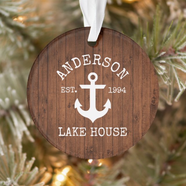 Nautical Lake House Ancre Wood Nom de famille (Arbre)