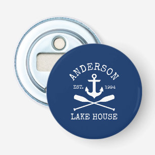 Nautical Lake House Family Navy Blue Anchor Oars Bottle Opener