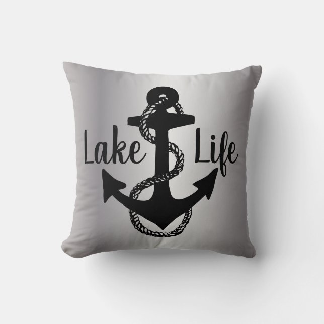 nautical LAKE LIFE + ANCHOR | Throw Pillow (Front)