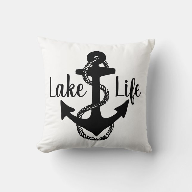 nautical LAKE LIFE + ANCHOR - two-sided | Throw Pillow (Front)