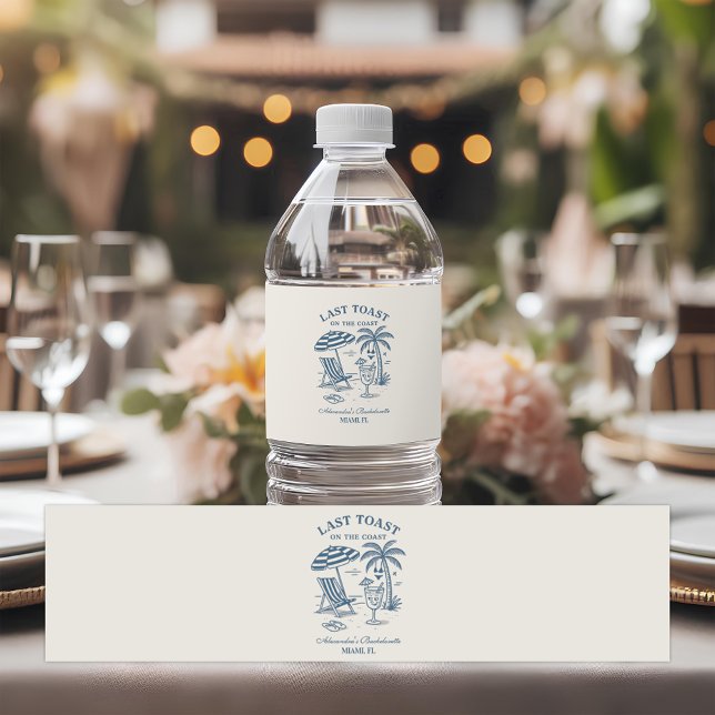 Nautical Last Toast Bachelorette Weekend Water Bottle Label (Creator Uploaded)
