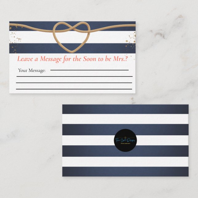 Nautical Leave a Message for the Soon to be Mrs. Enclosure Card (Front/Back)
