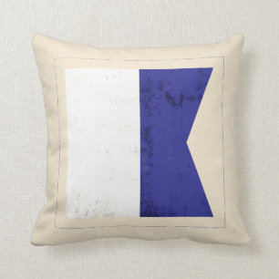 Nautical Letter “A” Signal Flag Throw Pillow