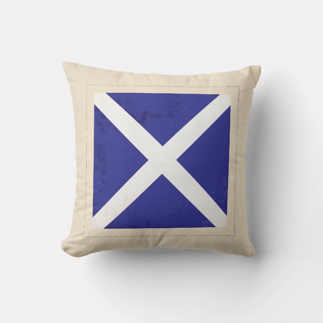 Nautical Letter “M” Signal Flag Throw Pillow (Front)