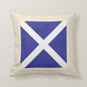 Nautical Letter “M” Signal Flag Throw Pillow