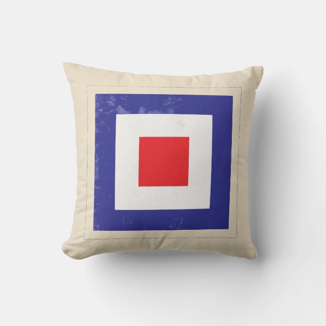 Nautical Letter “W” Signal Flag Throw Pillow (Front)