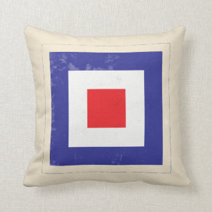 Nautical Letter “W” Signal Flag Throw Pillow
