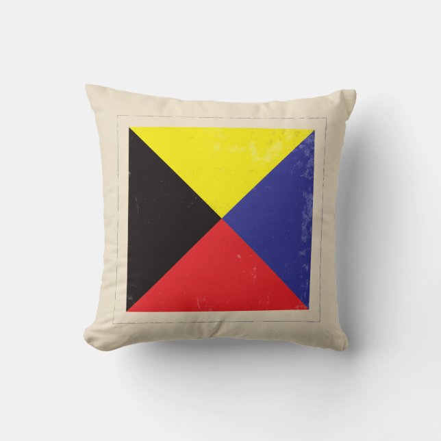 Nautical Letter “Z” Signal Flag Throw Pillow (Front)