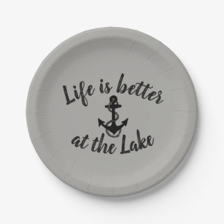 nautical LIFE IS BETTER AT THE LAKE and anchor | Paper Plate
