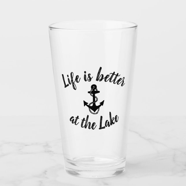 nautical LIFE IS BETTER AT THE LAKE | Glass (Front)