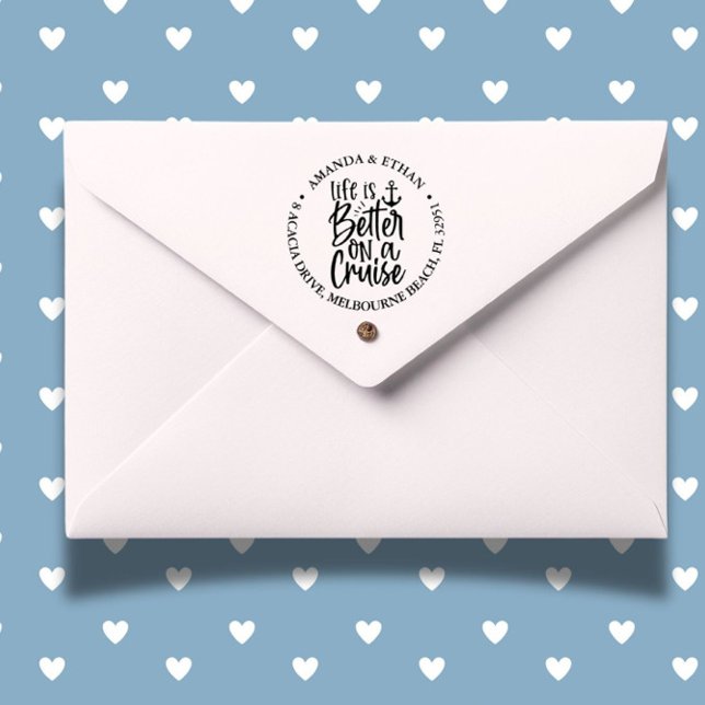 Nautical Life is better on a cruise theme Self-inking Stamp ( Personalize cards or gifts and make every moment feel like life at sea.)