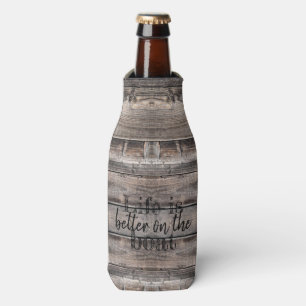 nautical LIFE IS BETTER ON THE BOAT lettering Bottle Cooler