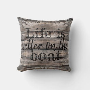 nautical LIFE IS BETTER ON THE BOAT two-sided Throw Pillow