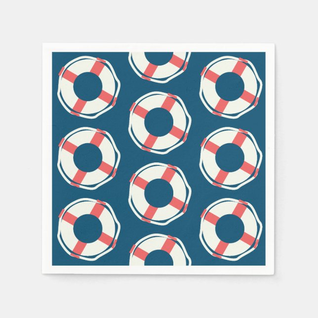 Nautical Lifesaver Baby Shower Boy Ocean Birthday Napkin (Front)