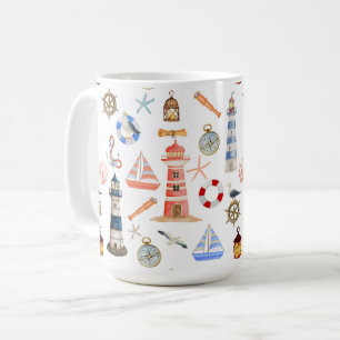 Nautical Lighthouse And Sailboat Coffee Mug
