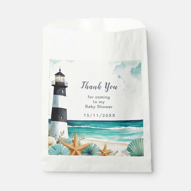 Nautical Lighthouse Baby Shower Favour Bag (Front)