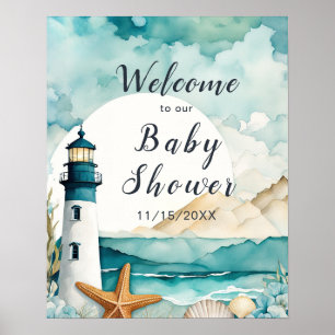 Nautical Lighthouse Baby Shower Poster