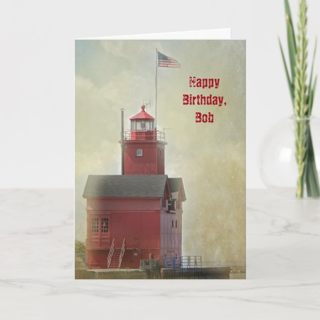 Nautical Lighthouse Birthday Card (Front)
